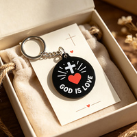 Porte-clés religieux très demandés en gros, lettres rondes imprimées, cadeaux chrétiens, porte-clés personnalisés en acrylique Jésus