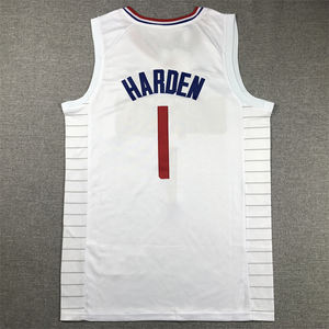 Ballon de basket-ball pour hommes, brodé et cousu, noir, bleu, blanc, vente en gros et haute qualité, 2025 # 1 <span class=keywords><strong>maillot</strong></span> de James Harden des <span class=keywords><strong>Clippers</strong></span> - Product Image 5