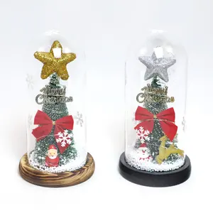 רומנטי מלאכותי דקורטיבי קישוט חתונה Led מואר עץ חג המולד עם פעמון מותאם אישית כיפת פרח קישוט שולחן בית