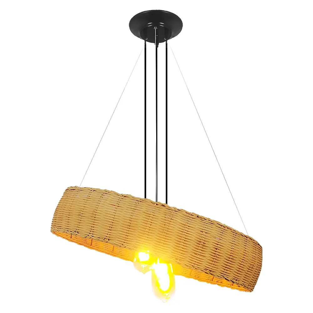 Woven Rattan Lantern Handmade Modern Woven Natural Rattan Chandelier