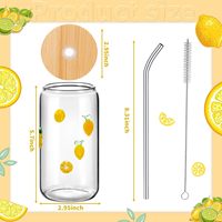 Gelas Jus Lemon Icon Tahan Lama, Tebal, dan Kokoh dengan Tutup Bambu dan Sedotan-17 oz untuk Teh, Jus, Kopi