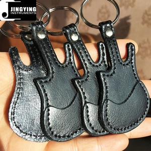 Jingying 2025 Factory Wholesale Black Cowhide <strong>Guitar</strong> Pick Bags with Keychain <strong>Guitar</strong> <strong>Plectrum</strong> Holder Part Accessories - Product Image 3
