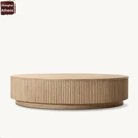 Table basse en chêne de style rétro français et minimaliste américain pour salon, utilisation domestique, aucun assemblage requis, fabriqué en Chine