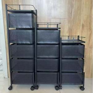 Durable Rust-Resistant 5-Layer Square Carbon Steel Modern Sustainable Multifunction <b>Kitchen</b> <b>Storage</b> <b>Rack</b> Organizer Pantry Fruits - Product Image 4