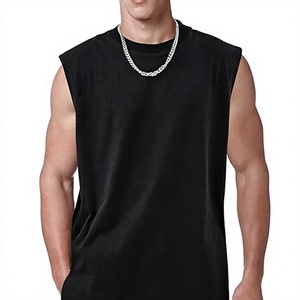 Camiseta sin mangas de punto vintage para hombre con lavado mineral - Top casual de cuello redondo tipo muscle tank, 100% algodón ecológico para gimnasio y verano - Product Image 1