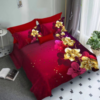 Housse de couette bordeaux or, ensembles de couettes king size, draps de lit, literie de luxe, housse de couette en tissu polyester