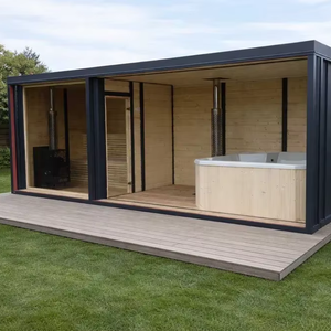 Sauna carré de luxe en <span class=keywords><strong>cèdre</strong></span> rouge canadien pour 2 personnes, 9 kW, grande cabine de jardin extérieure commerciale avec mur en verre panoramique complet - Product Image 1