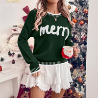 Europäisch-Amerikanischer Kurzer Weihnachts-Strickpullover Damen Lässige Mode Langarm Lockerer Strick-Cardigan Oberbekleidung Unterstützt ODM OEM