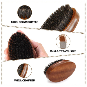 Cepillo para Barba de Cerdas de Jabalí con Logotipo Personalizado para Hombres, Cepillo Alisador de Barba para el Cuidado y Suavizado del Vello Facial, Peine Duradero para Bigote - Product Image 4