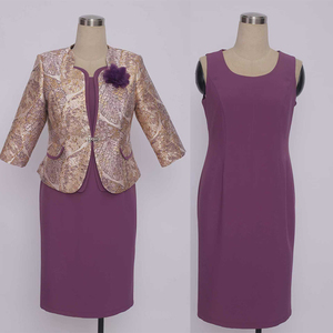 Robe de cérémonie vintage en polyester et élasthanne tissée, col rond, brocart, grande taille pour femmes, robe occasionnelle - Product Image 1