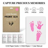 Kit d'empreintes de mains et de pattes pour bébés et animaux de compagnie, sans encre, écologique, avec cadre miroir et logo personnalisé, pour la liste de naissance