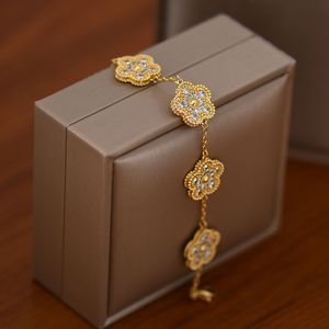 Flower Shape Zircon <b>Bracelet</b> Gold Color Bezel Setting Zinc Alloy Jewelry Gift For Women Fashion Beaded <b>Bracelets</b> - Product Image 2