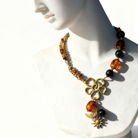 Collier Gaovo vintage de luxe léger, géométrique, perlé, plaqué or, en acier inoxydable, design ombré coloré, bijoux de mode pour femmes