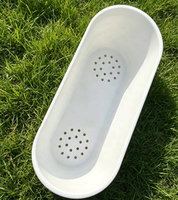 Kit de pots de fleurs rectangulaires arrondis en plastique blanc avec trous de drainage et plateaux de récupération d'eau, état neuf, décoration de jardin, pots de fleurs, jardinière, lot