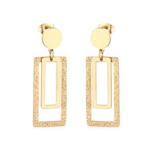 High Quality Gold Plated Double Circle Dual-use Drop Earrings Stainless Steel Wedding Party Cheap Fashion <b>Jewelry</b> for <b>Women</b> - Product Image 1