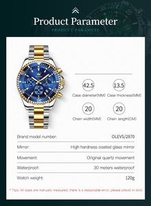 Reloj de cuarzo luminoso de fase lunar de lujo para hombre OLVES Original de alta calidad para hombre - Product Image 5