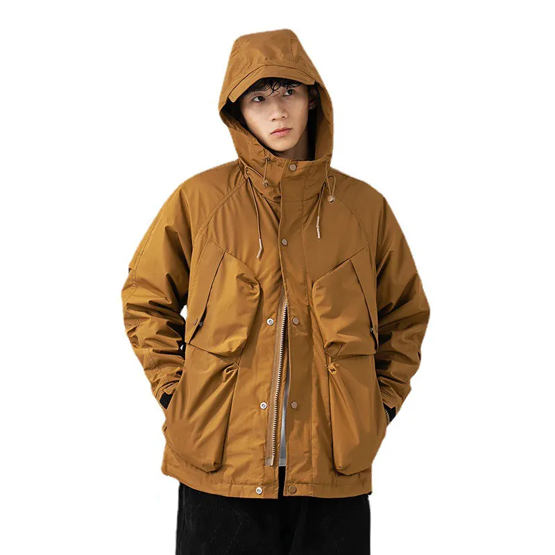 Men's Cargo Jacket Waterproof Ski Jackets Warm Winter Snow Coat with Hood