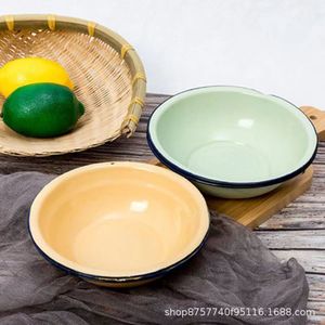 Bol en émail épaissi nostalgique à l'ancienne différentes tailles bassin de légumes ménagers soupe bol de riz prend en charge les assiettes - Product Image 2