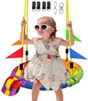 Columpio de platillo volador de 40 "para niños-100cm disco nido web cuerda colgante árbol columpio asiento conjunto muebles de exterior