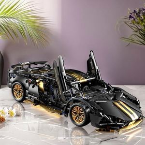 Technologie 1:14 Supercar de course noire en blocs de construction, jouet de voiture à assembler, cadeau d'anniversaire pour garçons - Product Image 2