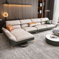 Sofá Seccional Esquinero Moderno y Elegante, Sofá Grande de 7 Plazas con Chaise Longue, Juego de Sofás de Tela, Muebles en Forma de L para Sala de Estar