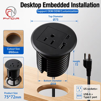 Prise de courant encastrée pour bureau, rallonge avec prise US, chargeur de table USB-A Type-C pour canapé, bureau, maison, poste de travail