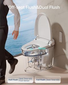 <span class=keywords><strong>Toilette</strong></span> intelligente avec bidet, réservoir avec protection en mousse, chasse d'eau automatique double, siège chauffant, sécheur à air, moderne, japonaise, monobloc en céramique - Product Image 5