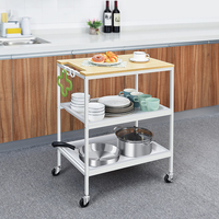Carrito de Almacenamiento de 3 Niveles con Diseño Elegante para Isla de Cocina, Carrito para Servir Comida en Fiestas con Bandejas Extraíbles, Estante de Almacenamiento con Ruedas
