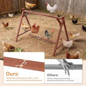 <span class=keywords><strong>PETSFIT</strong></span> Hühner-Sitzstange aus Holz mit 2 Schaukeln für 6-8 Hühner |   Massivholz-Eichenholz Einfache Montage & Reinigung Garten-Hühnerställe Natürliche Sitzstangen - Product Image 3