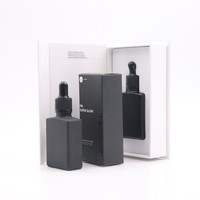 Flacons compte-gouttes carrés en verre dépoli noir de 30 ml (1 oz) pour sérum, avec emballage cadeau, flacon compte-gouttes pour huile essentielle et huile perlée de 1 oz