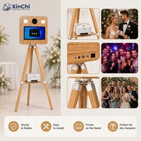 Photomaton en bois à impression automatique avec éclairage intégré, imprimante DNP QW410, kiosque portable pour selfies pour événements