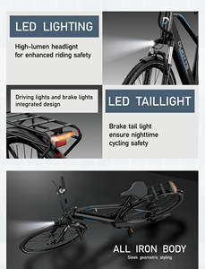 Stock UE <span class=keywords><strong>Vélo</strong></span> de Ville Électrique Hybride Duotts C29 Lite 36V 13AH <span class=keywords><strong>Vélo</strong></span> de Montagne Électrique VTT Électrique Bici Bicicletas Electrica - Product Image 5