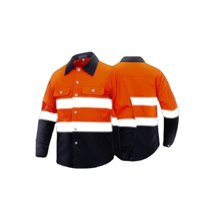 Chemise de travail réfléchissante haute visibilité à manches longues en coton pour la construction - Product Image 1