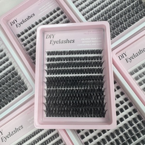 Cils en grappe individuels effet duveteux à pointes, logo personnalisé, longueurs mixtes, marque privée, cils en grappe 60D 80D 100D, vente en gros - Product Image 2