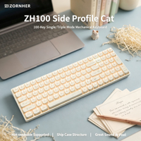 Clavier mécanique Zornher ZH00 Profile Cat Full Size PBT sans fil, tri-mode, hot-swap, structure Gasket, style mignon