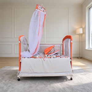 Culla Portatile per Neonati in Metallo con Zanzariera e Ruote, <span class=keywords><strong>Lettino</strong></span> per Camera da Letto - Product Image 6