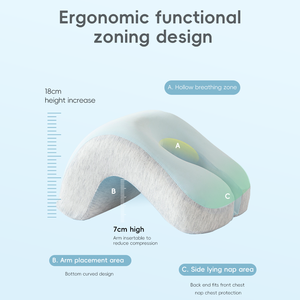 YUE RISS Oreiller de sieste en mousse à mémoire de forme, contour adaptatif, moelleux, pour dormeurs sur le ventre, améliore la qualité du sommeil, idéal pour la relaxation au bureau et les siestes - Product Image 3
