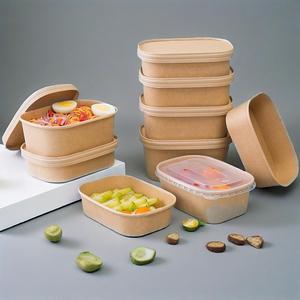 ชามสลัดกระดาษคราฟท์รีไซเคิลได้พร้อมฝาปิด PP กระดาษคราฟท์ทรงสี่เหลี่ยมใช้แล้วทิ้งชามอาหารกระดาษคราฟท์ - Product Image 2