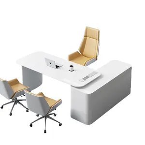 高科技白色办公办公桌设置现代木制行政经理表老板电脑桌