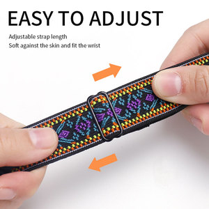 Hot Sale Bohemian Nylon Stoff Elastic Band <span class=keywords><strong>Loop</strong></span> Armband für Apple Watch Ultra <span class=keywords><strong>2</strong></span> Serie 8 7 6 5 4 <span class=keywords><strong>3</strong></span> Sport Ersatz Armband - Product Image 4