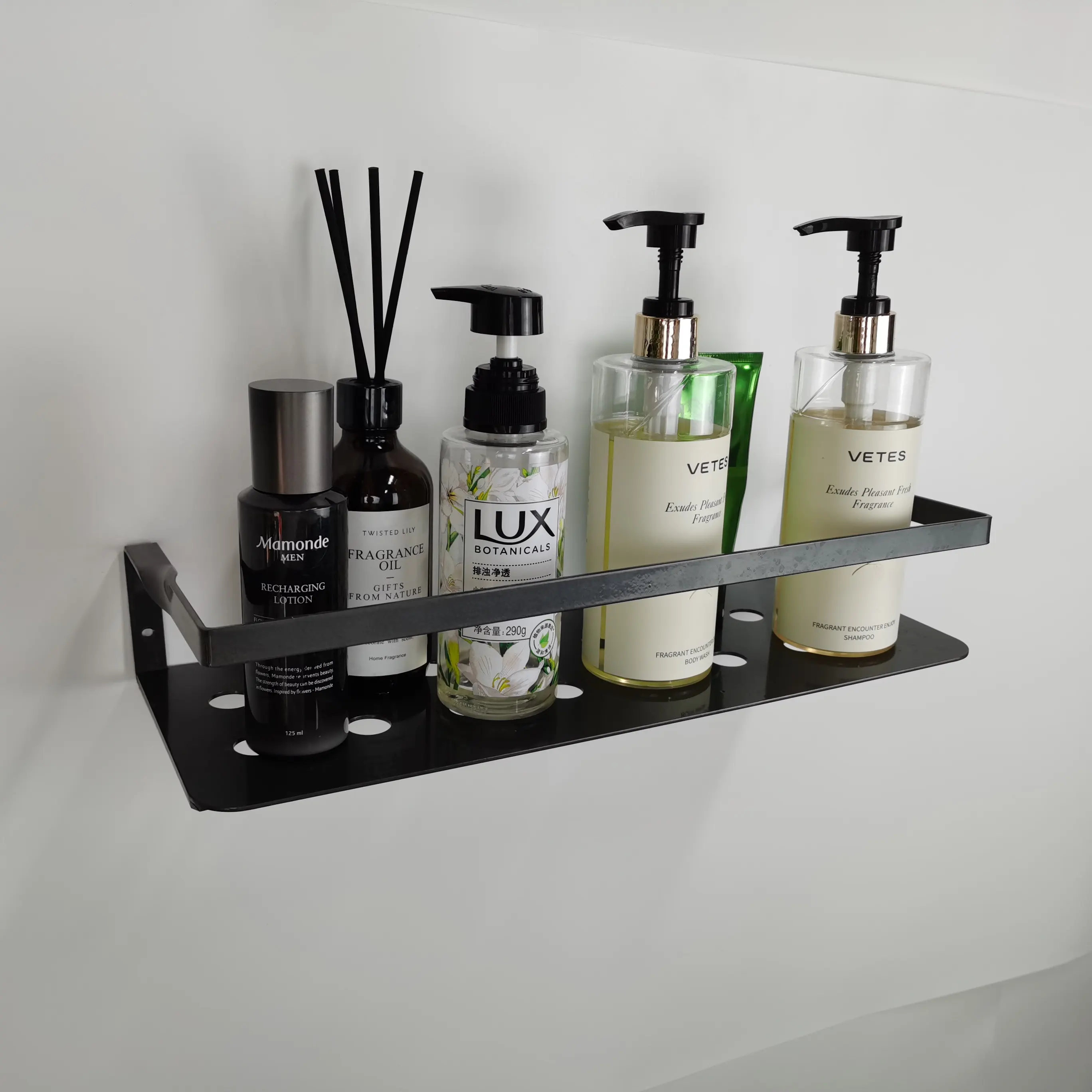 New Product Bathroom Holder Floating Bath Bar For Bottle Wooden Wall Shelf