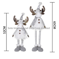 Nouvel arrivage de jouets de cerf de Noël debout Figurines de renne en peluche Jambes rétractables avec ornement de Noël LED