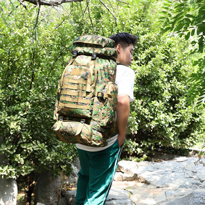 Hiking <b>Backpack</b> <b>70L</b> Waterproof Oxford Cloth Military Style Outdoor Camping Travel Bag With Multiple Compartments - Product Image 4
