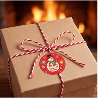 Rouleau d'autocollants ronds en papier de Noël rétro, dessins animés, bonhomme de neige, Père Noël, pour tasses et bocaux de rangement, pour créer une ambiance de Noël