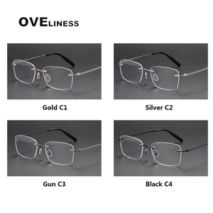 Montura de gafas de titanio puro para hombres y mujeres, monturas de gafas cuadradas sin montura para hombre y mujer, gafas sin marco 2024 - Product Image 5
