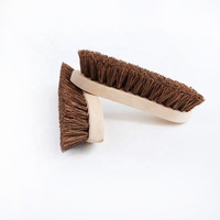 Brosse en crin de cheval en soie brune Brosse à paume Manche en bois Tampico Poils de palmyre Raclette de sol barbecue et endroits Fibre de palmyre