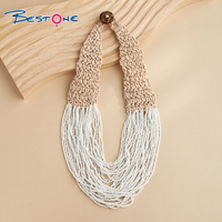 Bestone, nuevo estilo étnico, Serie de estilo navideño, collar de borla con cuentas de semillas para mujer