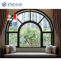 Diseño moderno Ventanas de arco fijo de aluminio de doble acristalamiento Marco de vidrio Patrón de apertura horizontal para uso en Villa