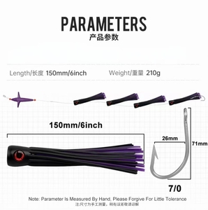 Esca Artificiale per Pesca a Traina in Acqua Salata, PVC 210g 150mm/6 pollici, Set Completo con Borsa a Rete, Teaser per Marlin - Product Image 3