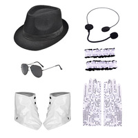Accessoires de scène DISCO en gros : Costume Michael Jackson rayé avec paillettes, chapeau, cravate et gants pour fêtes et mariages - 100% authentique